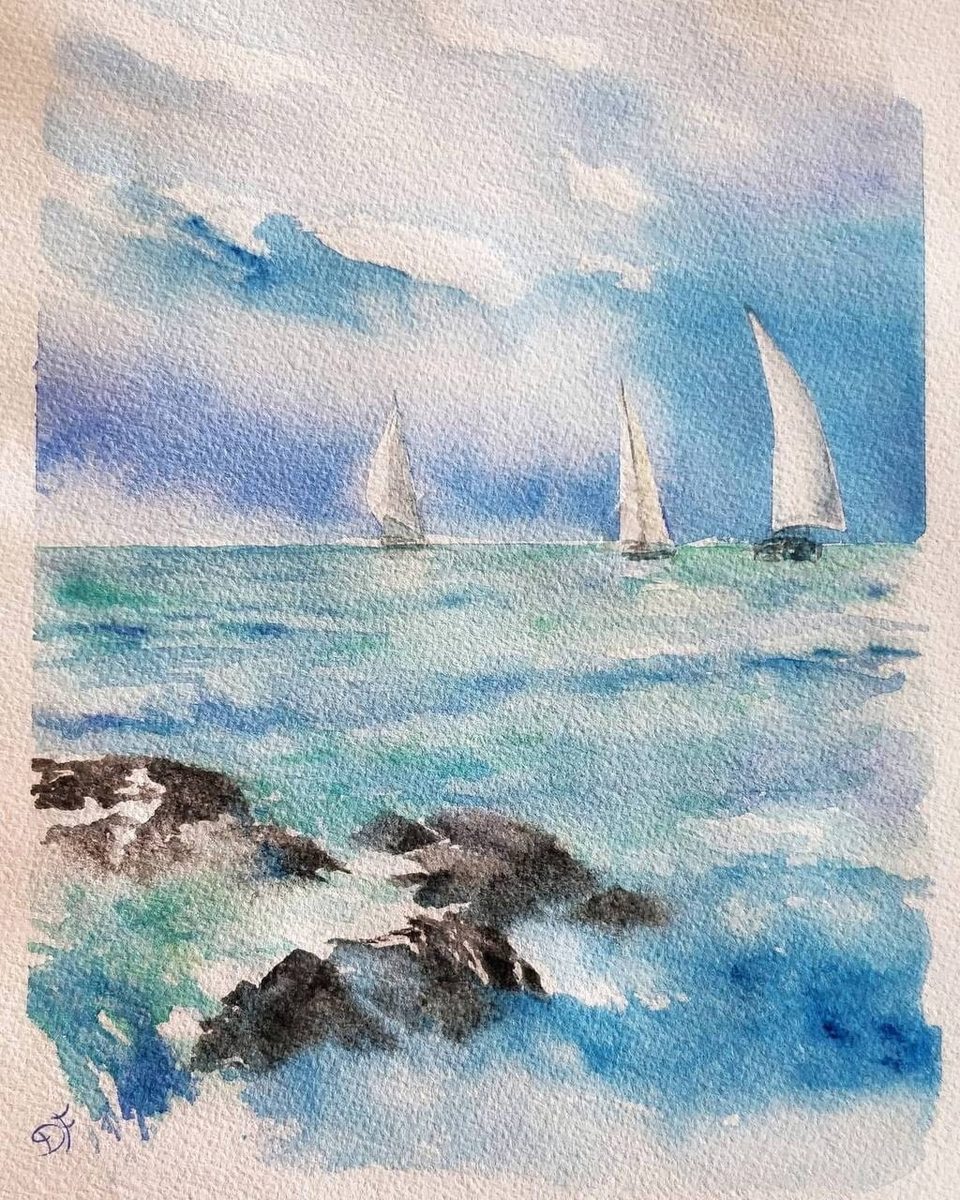 Acquerello di Vele all’orizzonte 